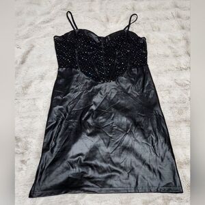 XXL (14) Black Rinestone Bustier Bodycon Cami Dress